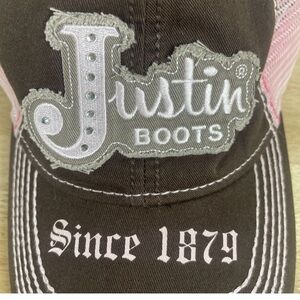 Nwot- Vintage Justin Boots Since 1879 Cowgirl Mesh Back Trucker Style Hat / cap
